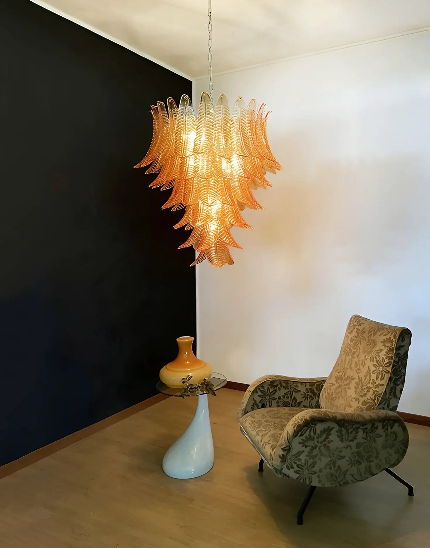 Amber Leaf Cascade Chandelier