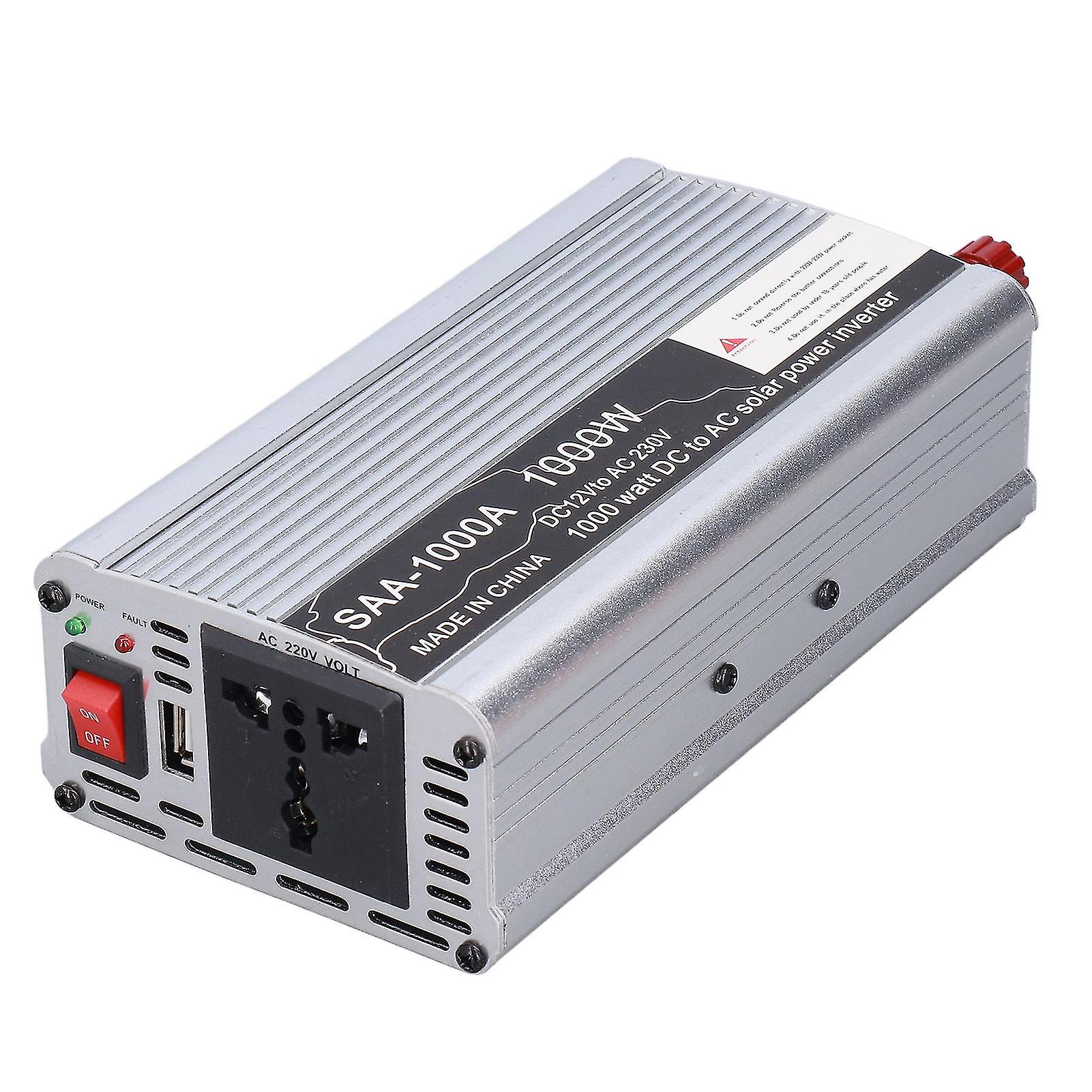 1000W Inverter Aluminum Alloy Solar Power Inverters Multiple Protection DC12V to AC220V