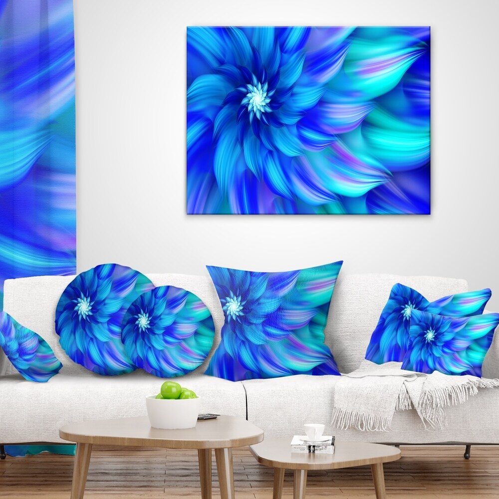 Designart 'Massive Blue Fractal Flower' Floral Throw Pillow