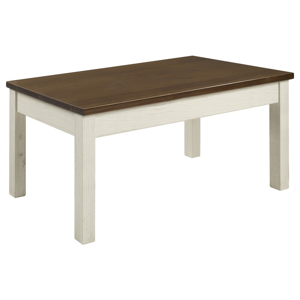 Wood Coffee Table White Distressed