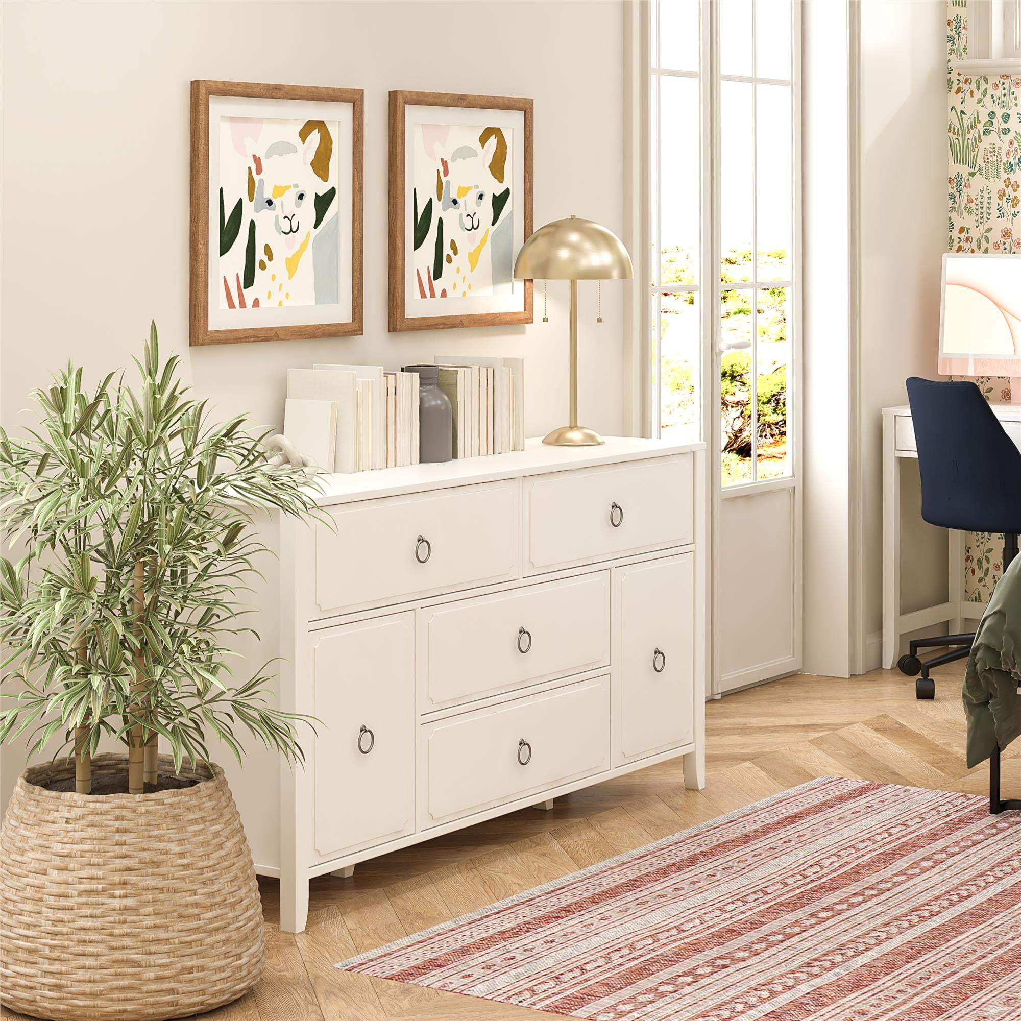 Novogratz Her Majesty 4 Drawer/2 Door Wide Dresser, Soft White