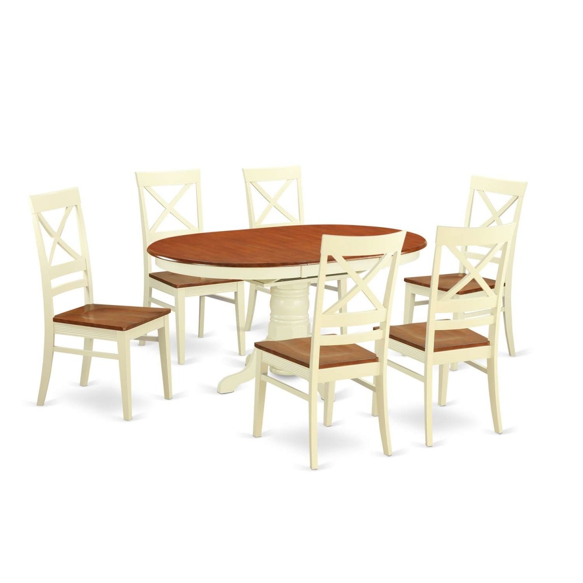 East West Furniture Avon 7 Piece Dining Set - Dining Table with 6 Wood Chairs