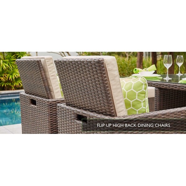 11-pc. Outdoor Patio Wicker Dining Table Set w/ Chairs and Ottomans -  - 19983697