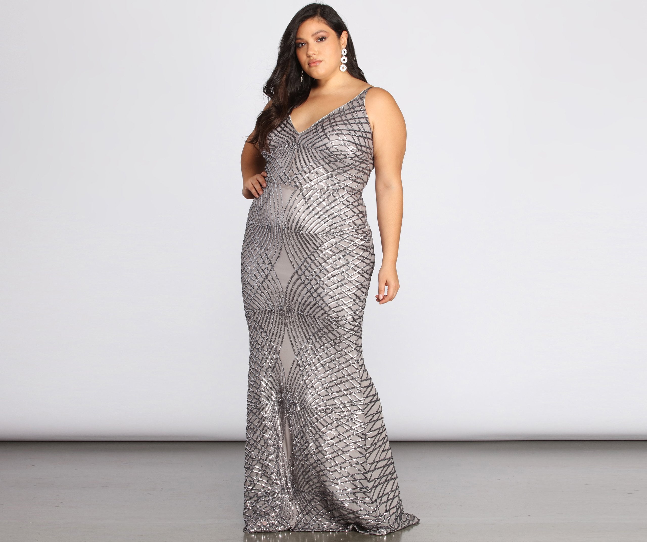 Plus Alani Sequin Scroll Dress