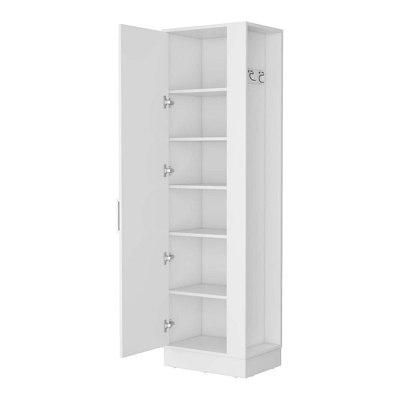 Nampa Storage Cabinet， Single Door， Broom Hangers ，White