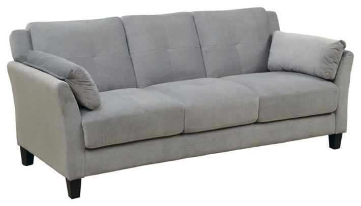 Bowery Hill Tufted Fabric Sofa in Gray   Transitional   Sofas   by Homesquare  Houzz