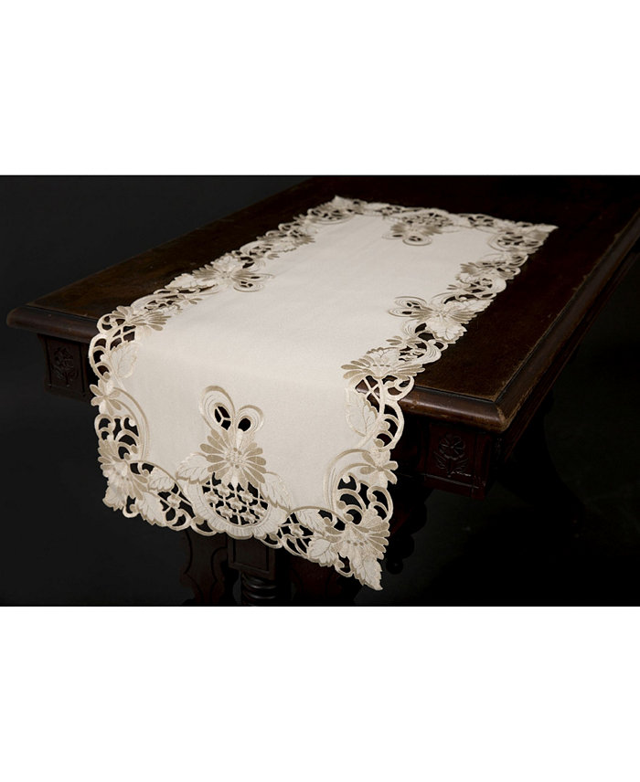 Xia Home Fashions Delicate Daisy Embroidered Cutwork Table Runner 15 x 34