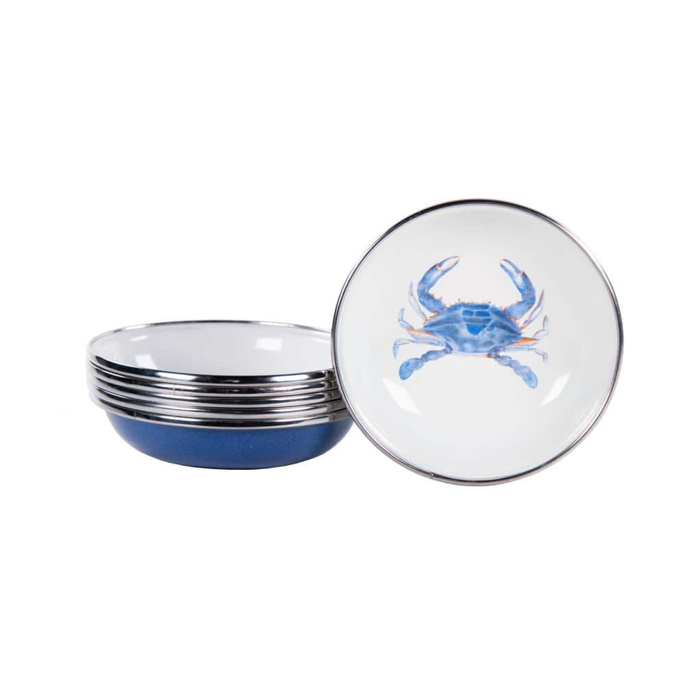 Golden Rabbit 4 oz. Blue Crab Enamelware Tasting Dish Set of 6 SE59S6