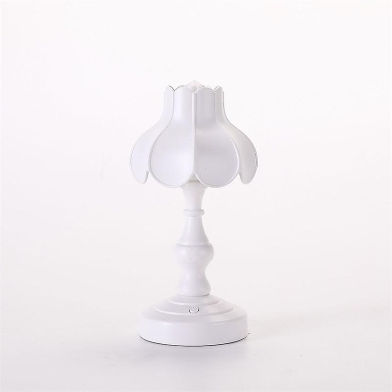 Desk Lamp Retro Lotus Leaf Ingenious Lovely 3 Light Sources Small Table Night Lamp for Girls Bedroom White