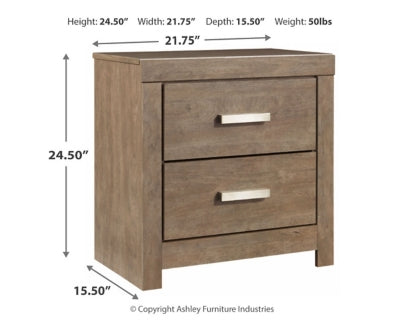 Signature Design by Ashley Culverbach Modern 2 Drawer Nightstand with 2 USB Charging Stations, Weathered Gray