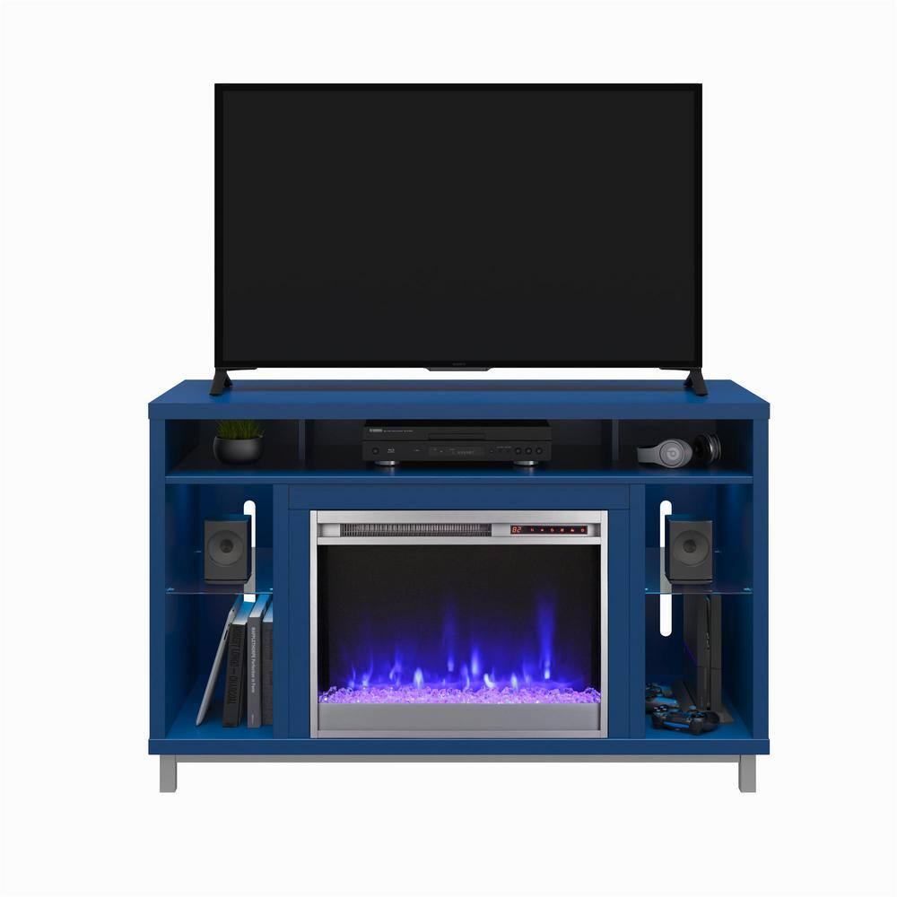 Ameriwood Home Cleavland 47.5 in Freestanding Electric Fireplace TV Stand in Navy HD74488