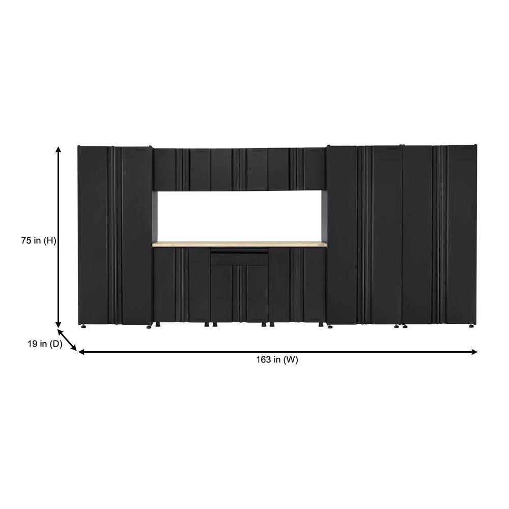 Husky 10-Piece Regular Duty Welded Steel Garage Storage System in Black (163 in. W x 75 in. H x 19 in. D) GS16210-2DWO