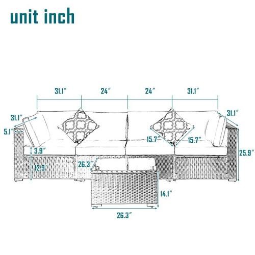 Outdoor Garden Patio Furniture 5 Piece PE Rattan W...