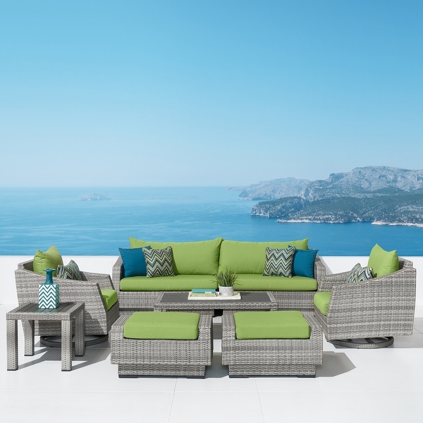 Cannes Deluxe 8 Piece Sunbrella Outdoor Patio Sofa and Club Chair Set