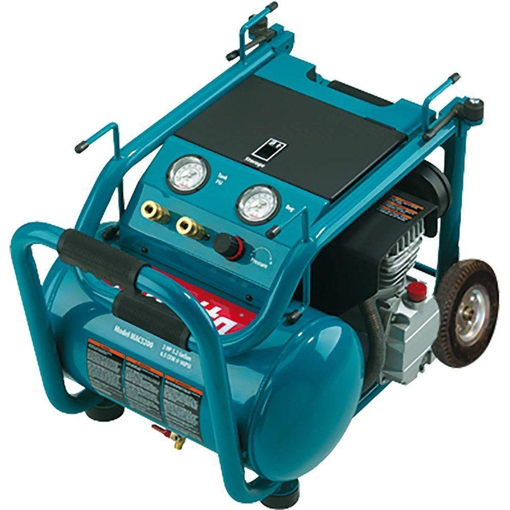 Makita 5.2 Gal. 3.0 HP Electric Single Tank Air Compressor with Bonus 15 Degree 1-34 in. Pneumatic Coil Roofing Nailer MAC5200-AN454