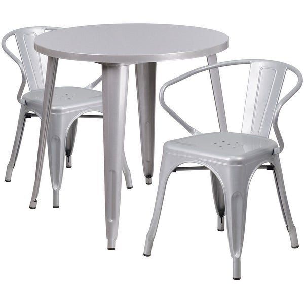 30'-inch Round Metal Indoor-Outdoor Table Set