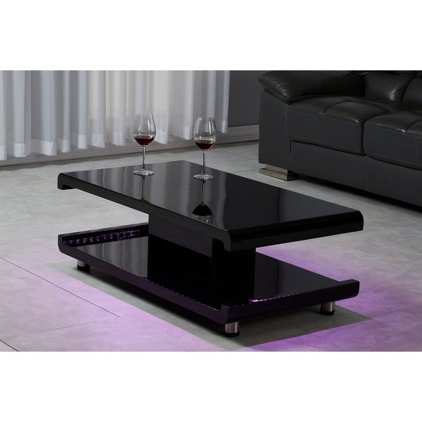 Artiva USA LA CASA ll Modern Euro Coffee Table with Remote Multi-color LED Light