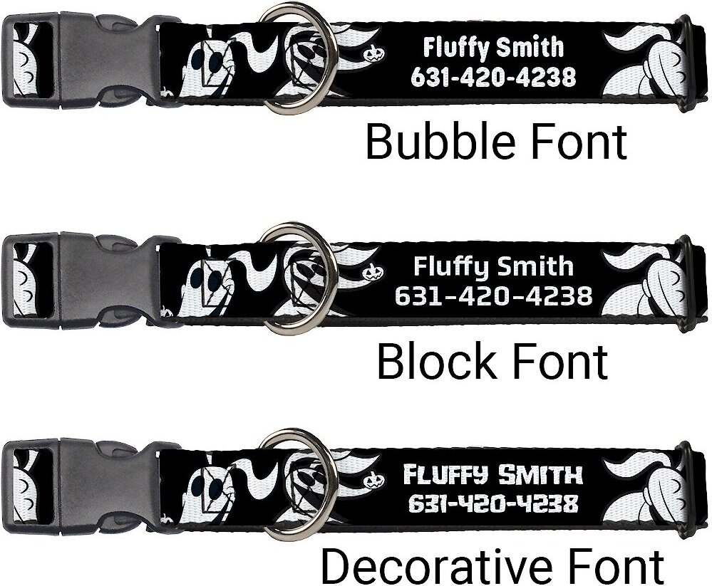 Buckle-Down Disney Nightmare Before Christmas Zero Expressions Polyester Personalized Dog Collar