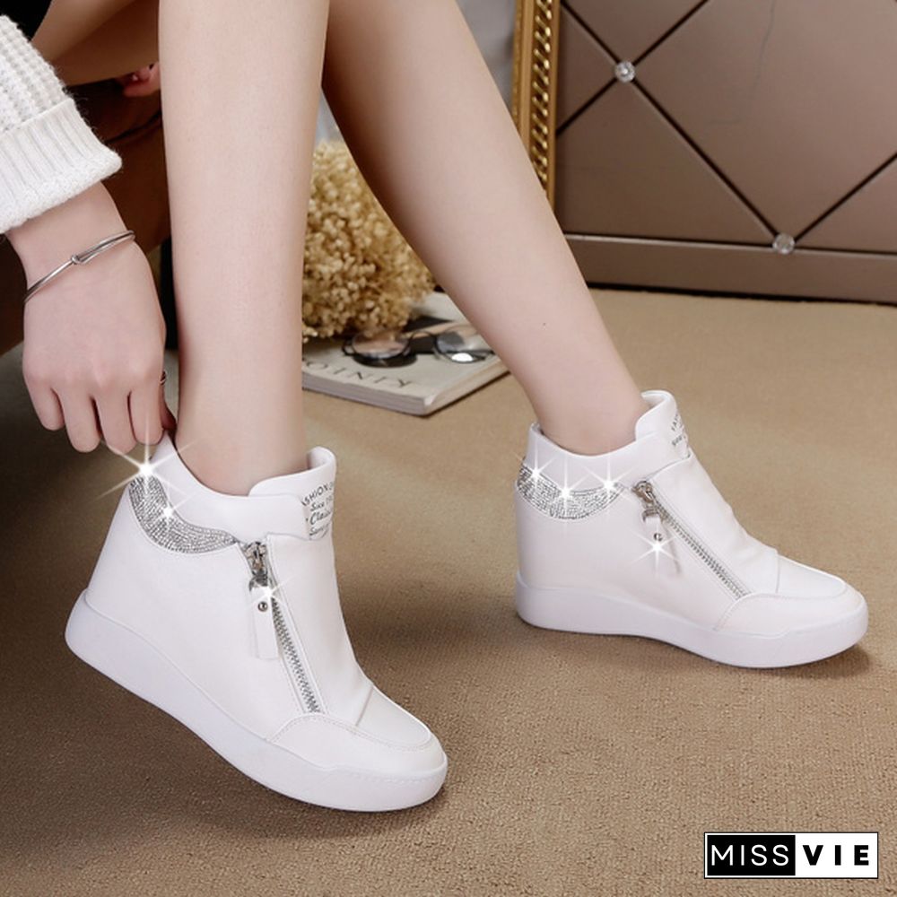 New Fashion High Quality Women's Small White Shoes High Heels Sneaker Sports Platform Shoes