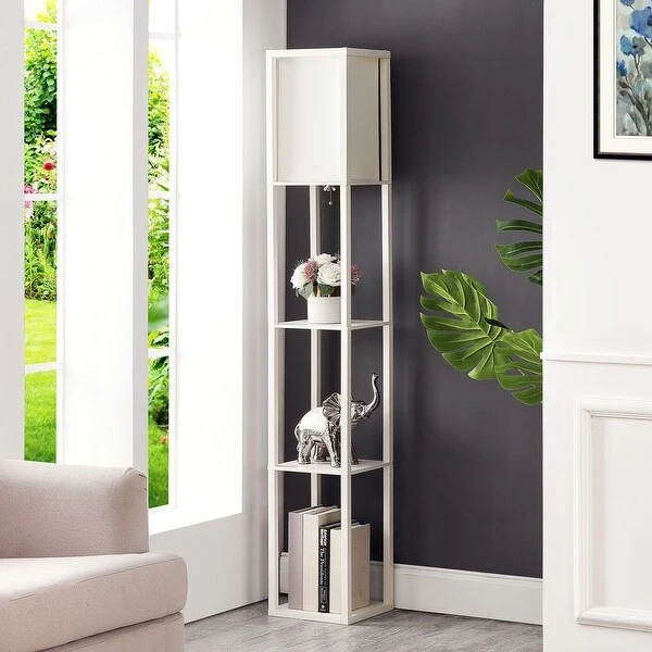 GetLedel 63-inch Etagere Floor Lamp with 3-tier Storage Shelf