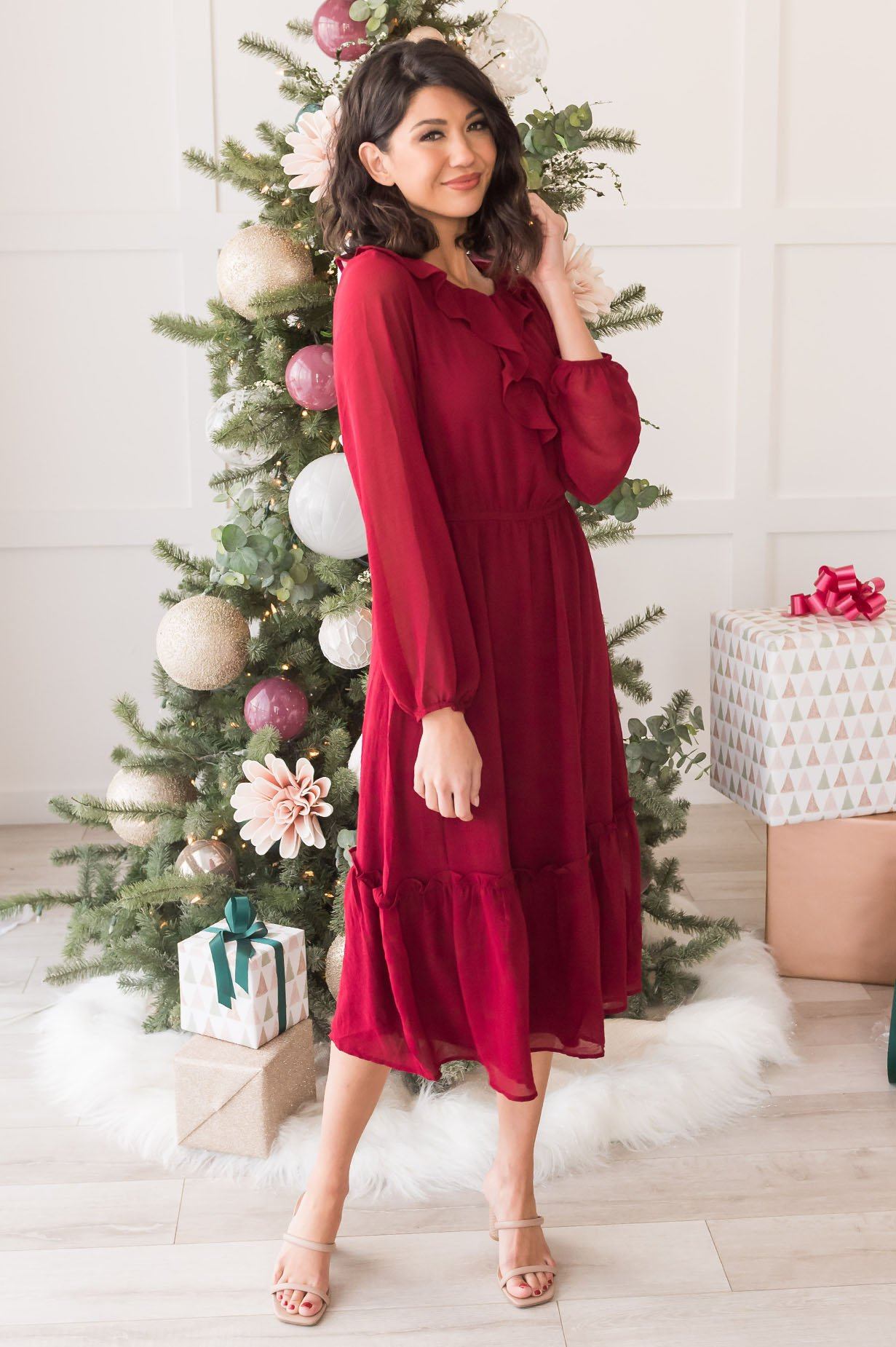 The Faith Modest Ruffle Dress