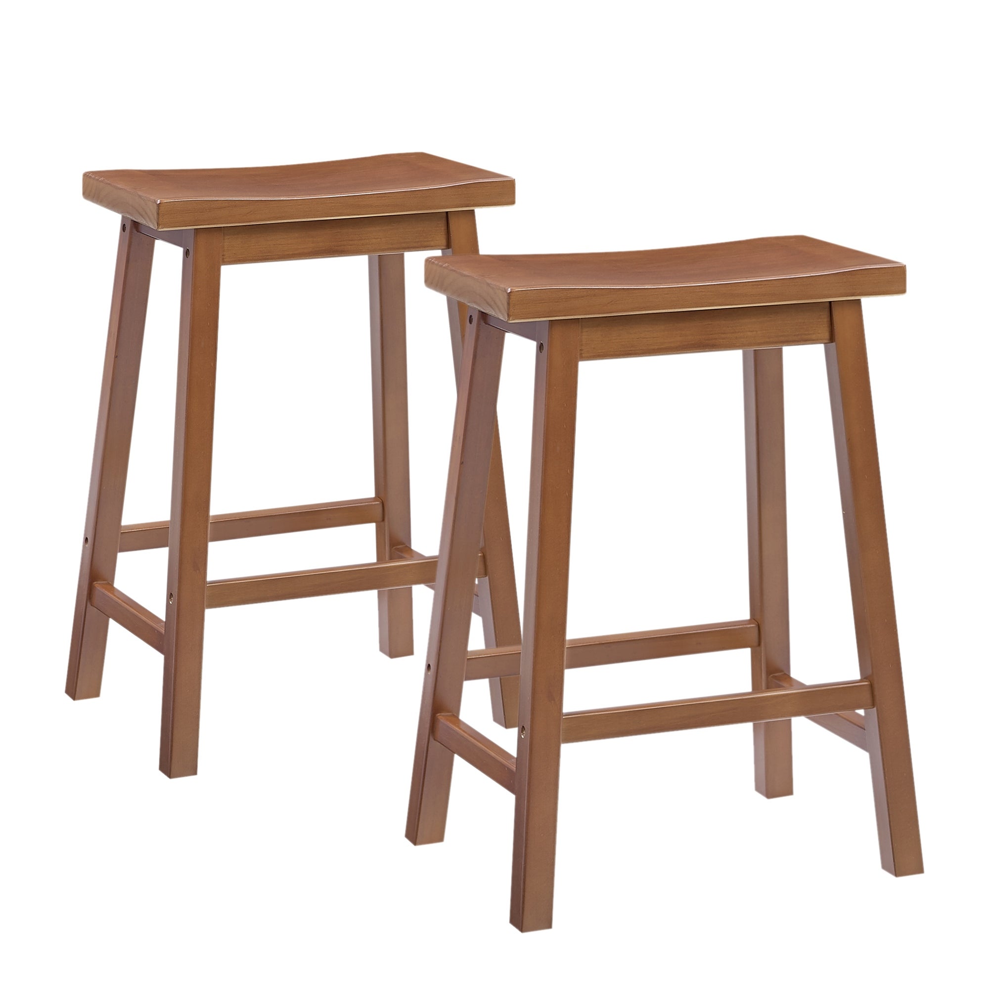 MUSEHOMEINC Solid Wood Saddle Seat Stools for Kitchen，Set of 2，Vintage Counter Height Bar Stools for Dining， Pub and Bistro