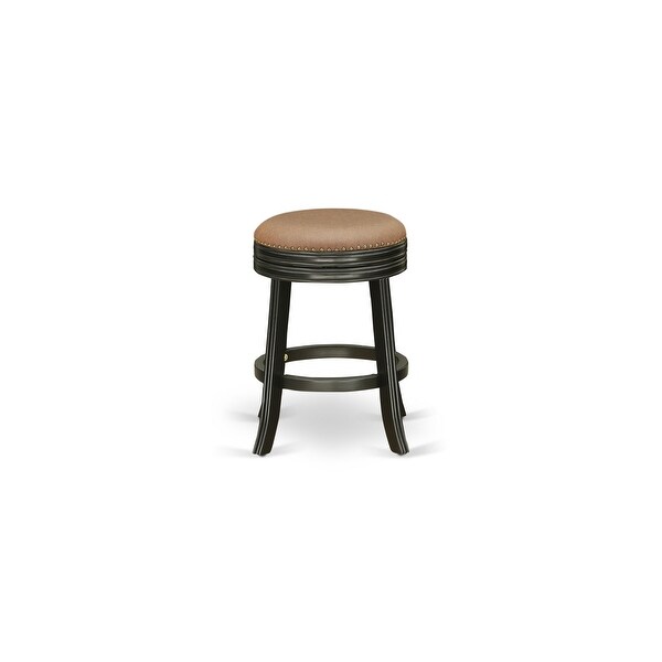 East West Furniture Devers Swivel Backless Barstool 24'' Seat Height And Pu Leather Roast (Color Options Available)