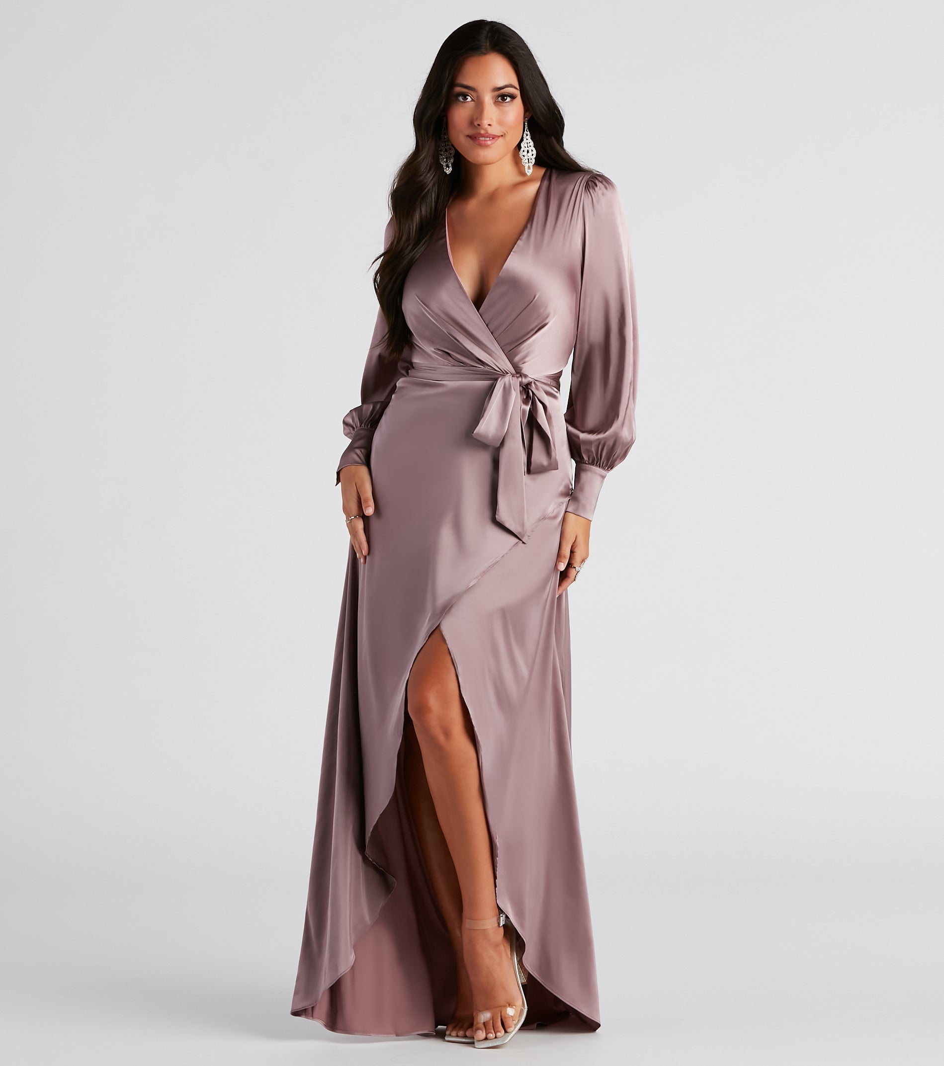 Kali Formal Satin Wrap Dress