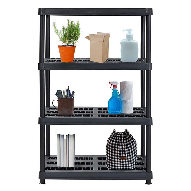 Juggernaut Storage 56 Inch 4 Shelf Plastic Utility Shelving Storage Unit， Black