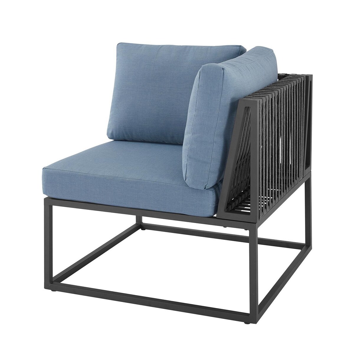 Ultimate Patio Chesterview Steel Patio Corner Sectional Club Chair W/ Blue Cushions