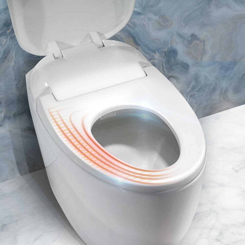 MUELLER Smart Toilet 1-Piece 1 GPF Single Tornado AutoFlush Elongated Toilet in White with Heated Seat Remote and Dryer ST-550