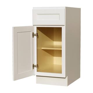 LIFEART CABINETRY Newport Ready to Assemble 15x34.5x24 in. Base Cabinet with 1-Door and 1-Drawer in Classic White RNW-B15