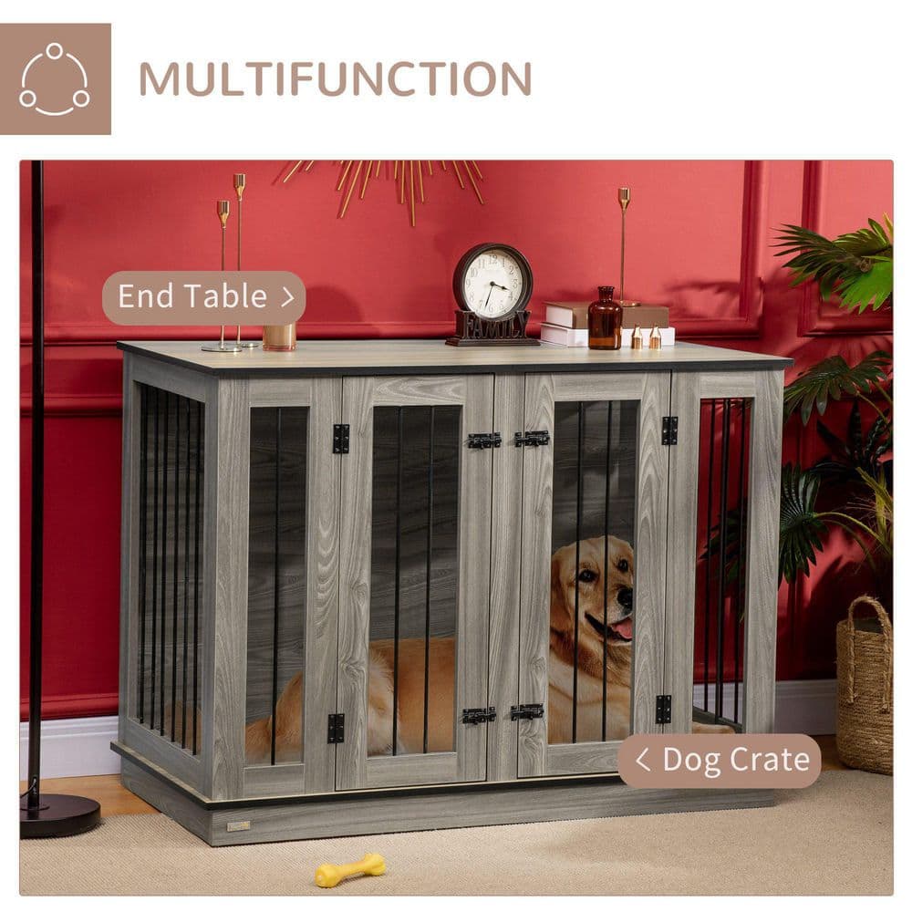 PawHut Furniture Style Dog Crate with Removable Panel, End Table with Two Rooms Design - Large D02-087V80