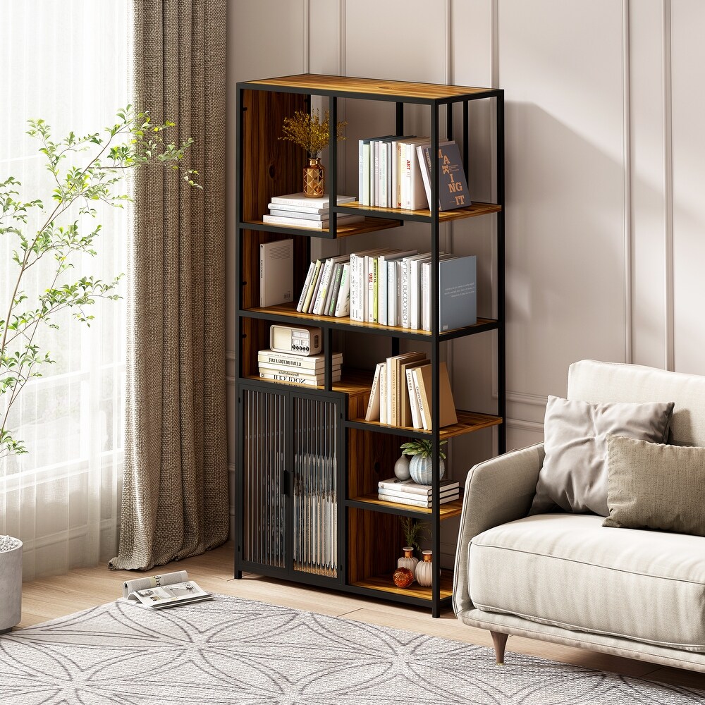 Bookshelf Storage with Enclosed Storage Cabinet