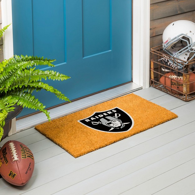 Evergreennfllas Vegas Raiders Logo Natural Coir 28 X 16 Inches Indoor Outdoor Doormat