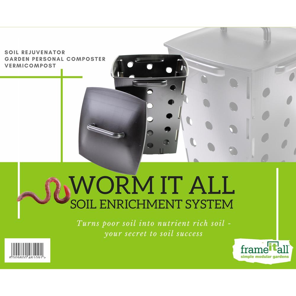 Frame It All Worm It All - Large Composting Bin, Enrich Soil Nutrients and Encourage Worm Castings, Produces Healthier Harvests, 12 Liter Capacity