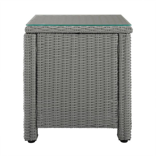 Bradenton Outdoor Wicker Side Table Gray Crosley