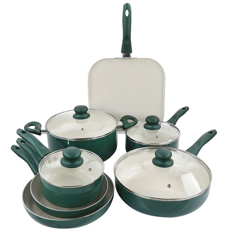 Gibson Home Gazebo Ceramic Nonstick Aluminum 11 Piece Cookware Set