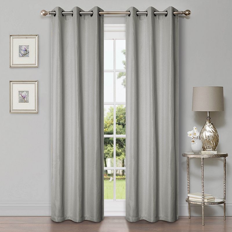 SUPERIOR Faux Linen Insulated Thermal Blackout Set of 2 Window Curtain Panels