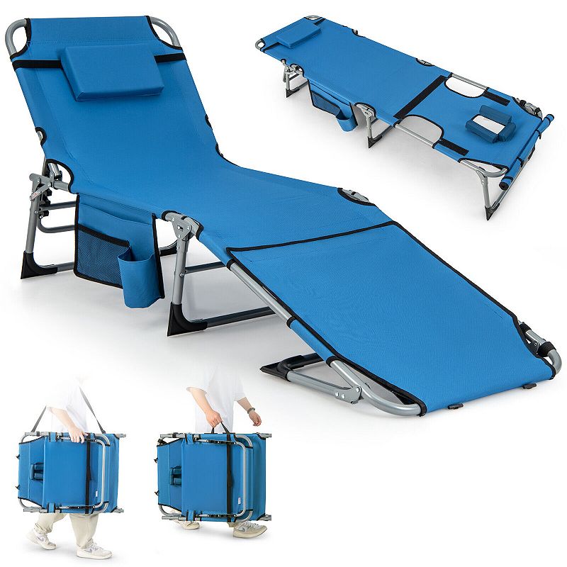 5-position Outdoor Folding Chaise Lounge Chair