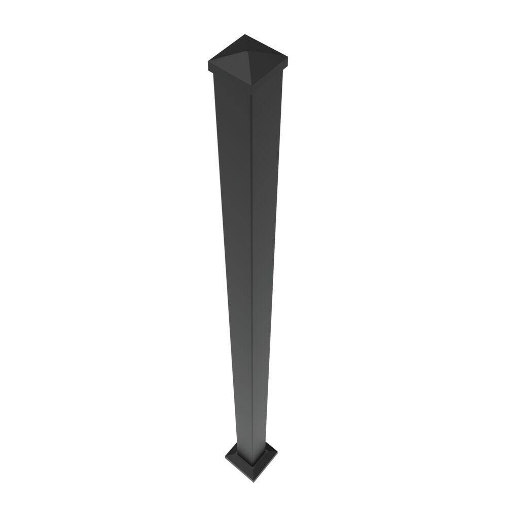 Barrette Outdoor Living VersaRail 2.5 in. x 2.5 in. x 60 in. Matte Black Heavy-Duty Aluminum Deck Post with Trim 73043049