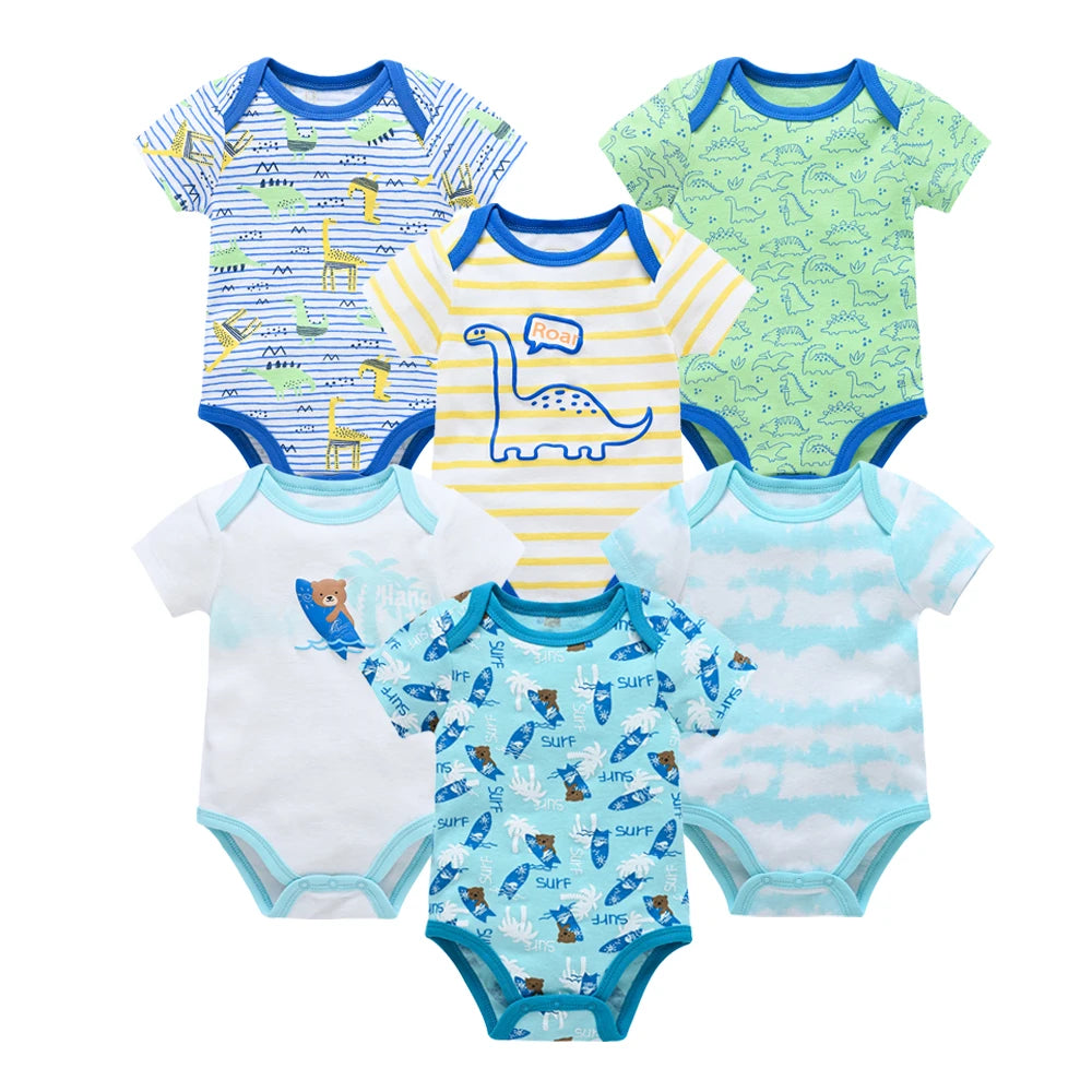 Kavkas Baby Girls Bodysuits 6 pcs/lot Summer Cotton Baby Clothes Short Sleeve Newborn body bebe 0-3 months Infant Clothing