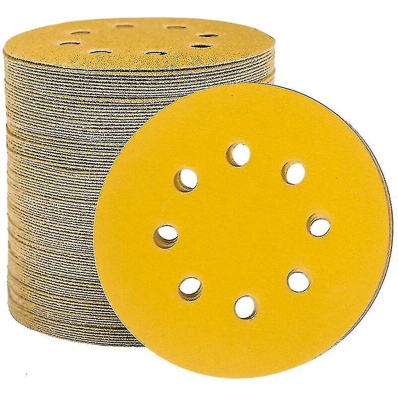 125mm Sandpaper Sanding Discs， 100 Sanding Discs Sander Sanding Pads Round 8 Holes 180 Grit For Sanding Polishing Derusting，t-audace