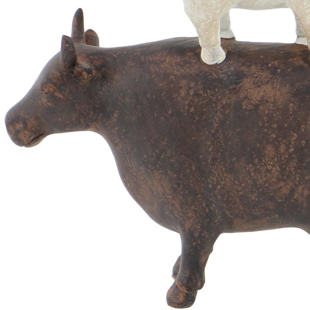 Brown or Chestnut Polystone Stacked Farm Animals Sculpture