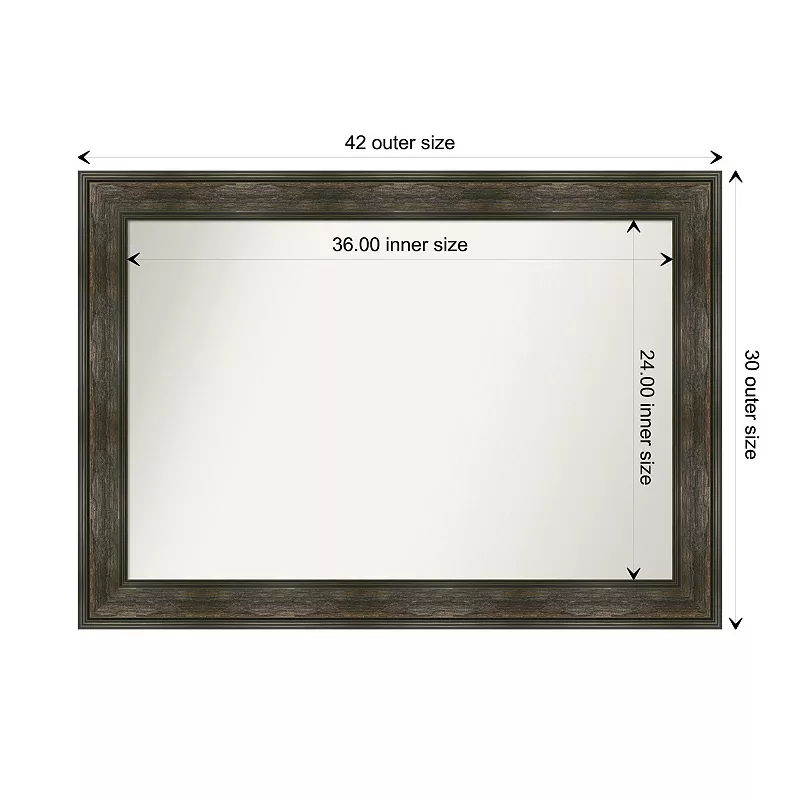 Rail Rustic Char Non-beveled Bathroom Wall Mirror