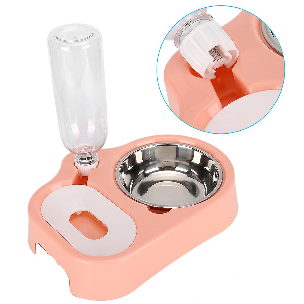 2 In 1 Pet Feeder Automatic Cats Water Dispenser Feeding Food Drinking Bowls For Dogs Suppliespink