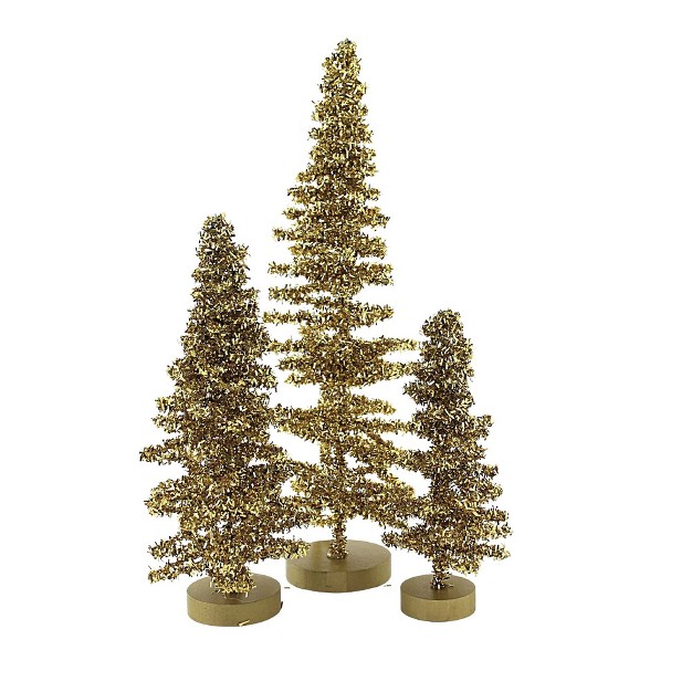 Cody Foster Tinsel Tree Gold Set 3 Decorative Figurines