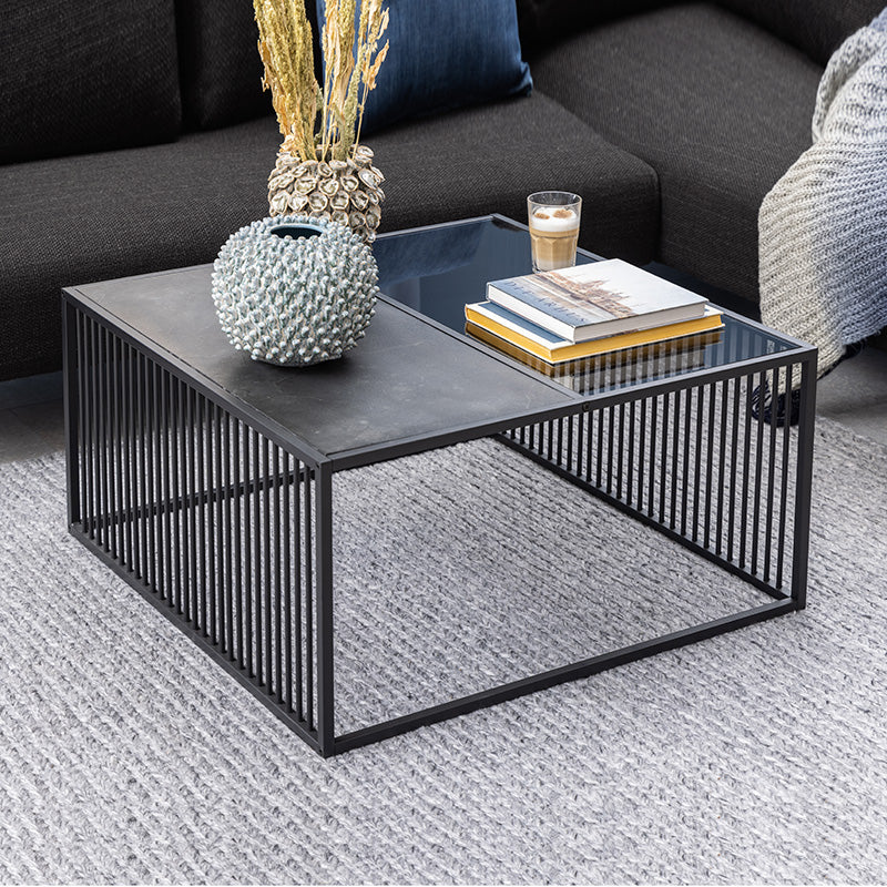 STRINGTON Square Coffee Table 80cm - Black Marble Effect