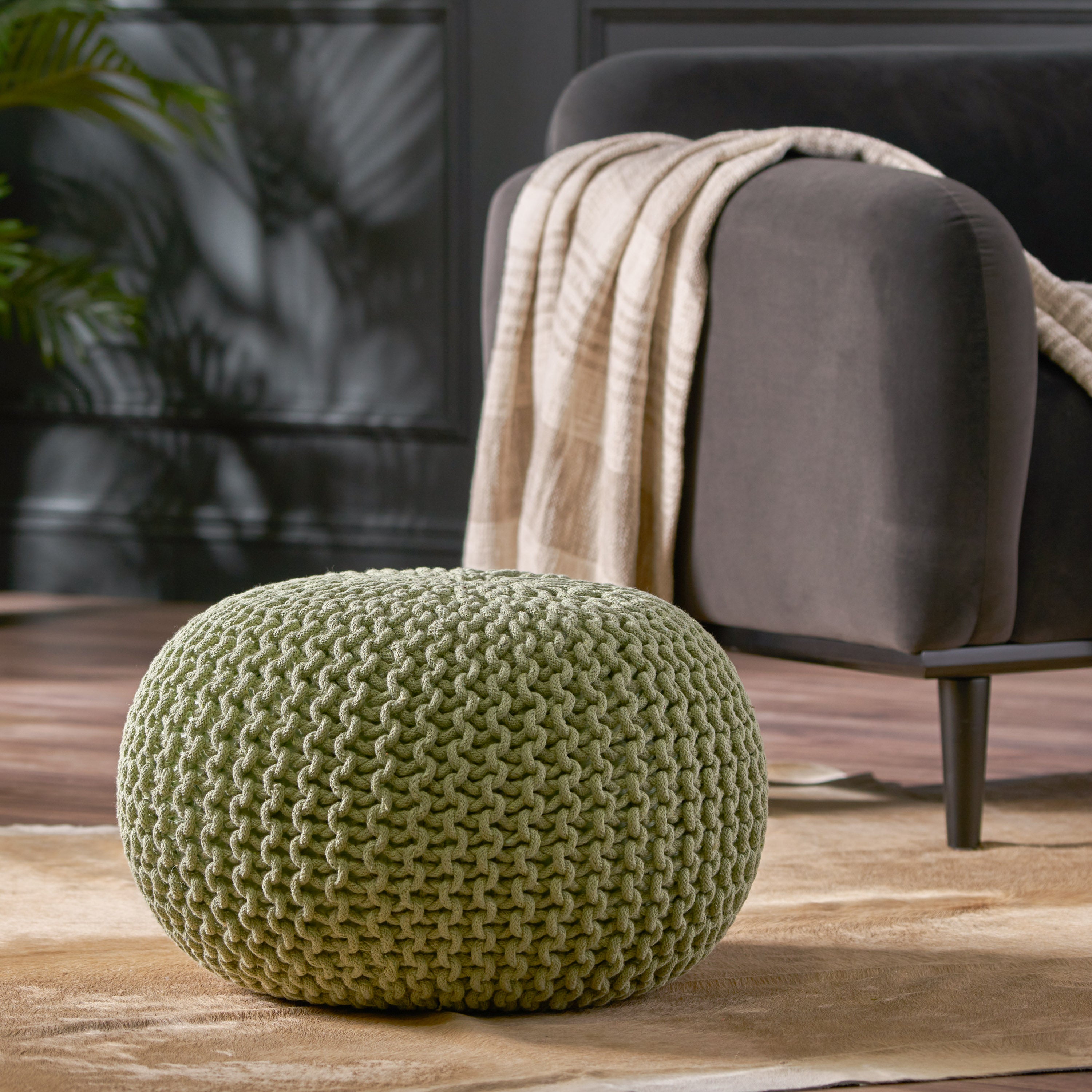 Poona Handcrafted Modern Cotton Pouf