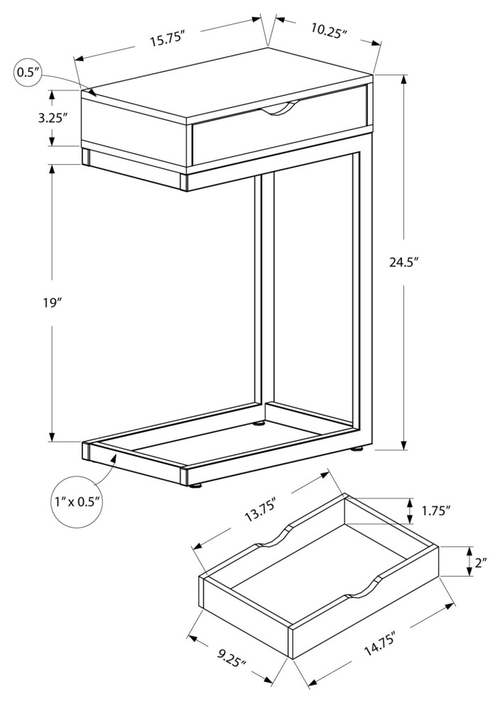 HomeRoots 10.25 quotx 15.75 quotx 24.5 quotDark Taupe Finish Metal Accent Table   Contemporary   Side Tables And End Tables   by Global Discount Store LLC  Houzz